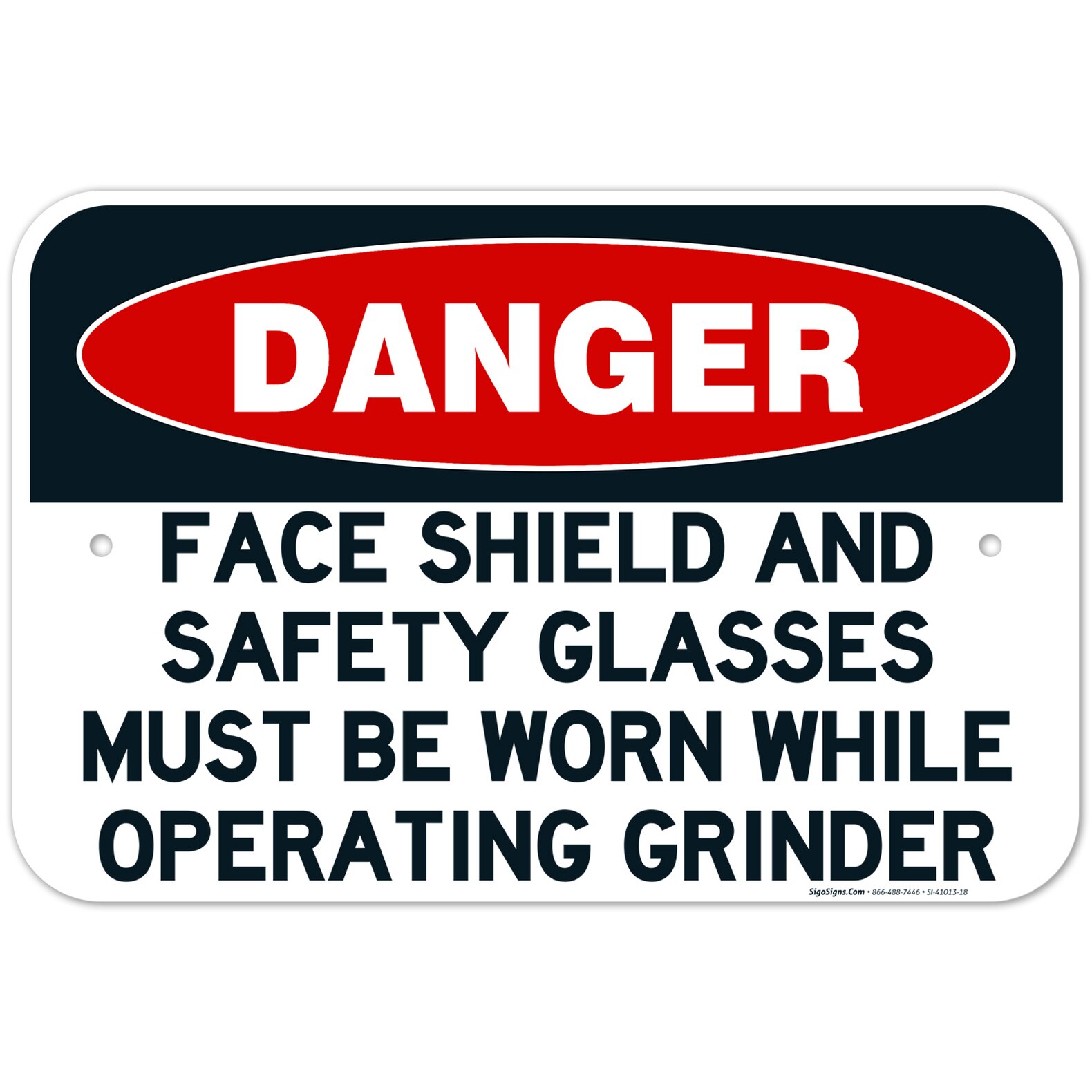 Grinder Safety Sign with Danger Header