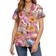 thumbnail image 2 of Easter Scrub Tops for Women Plus Size Casual V Neck Cute Rabbit and Egg Printed Scrubs Loose Holiday Short Sleeve Scrub Shirts Nursing Uniform Medical Nurse Workwear with Pockets Light pink L, 2 of 4
