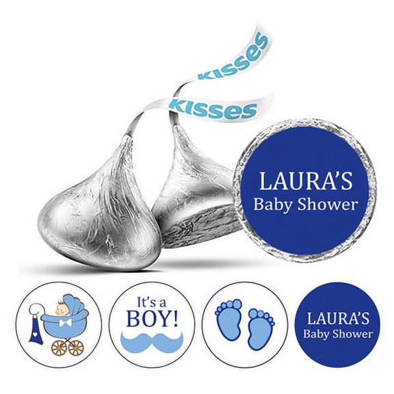 Darling Souvenir 190 Pcs Baby Boy Shower Custom Stickers chocolate DIY Candy Favor-Blue & White