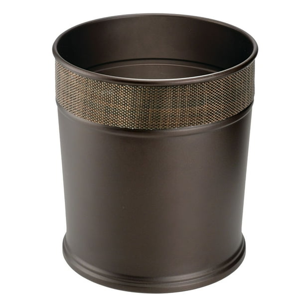 mDesign Decorative Round Small Trash Can Wastebasket, Garbage Container Bin for Bathrooms, Powder Rooms, Kitchens, Home Offices - Steel in Bronze ...