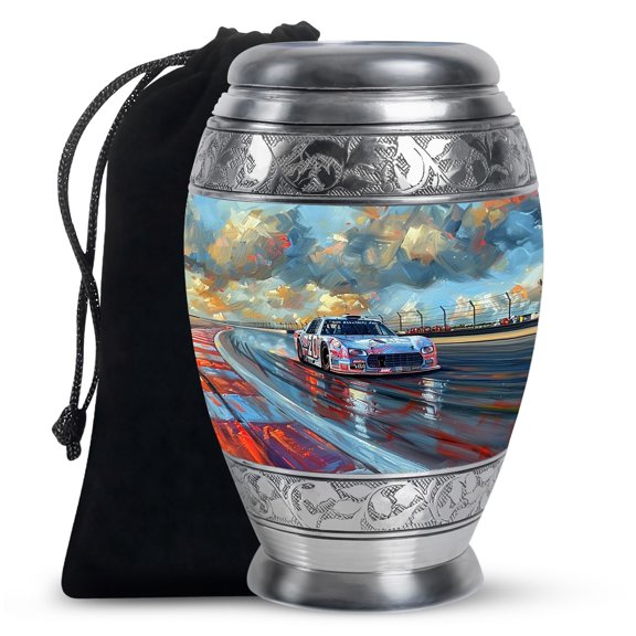 KARYLIZ Race Car Cremation Urns For Human Ashes Adult Man - Urns For Men Ashes Adult Male - Blue Racer Car Cremation Urn For Human Ashes Adult Female - Cremation Burial Funeral Urn (10Inch)
