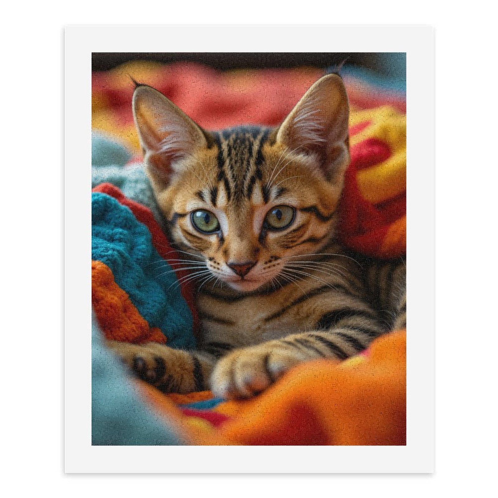 Paint By Numbers Kit for Adults Beginner - DIY Adorable Kitten Colorful Blanket Canvas Painting Kits for Adults, Frameless Paint By Number for Adults for Home Wall Decor 16x20 Inch