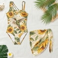 thumbnail image 3 of Xixirimido Hummingbird Butterfly Sunflower Print Girls Swimsuit One Piece with Removable Bra, One Shoulder Adjustable Strap Swimwear with Mesh Cover Up Bathing Suit for Girl, Size 9-10 Years, 3 of 7