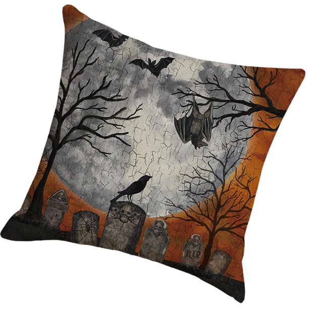 Yuarrent Funda de almohada decorativa, decoración de Halloween, funda de almohada acogedora con patrón de calabaza, funda de cojín cuadrada para sofá, Decoración del hogar cinco SXYM42 Yuarrent HA060851-05B