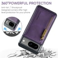 thumbnail image 4 of Case Designed for Google Pixel 9 / 9 Pro, Detachable Back Card Pockets, Magnetic Zipper PU Leather Kickstand Classic Rugged RFID Blocking Phone Case Cover for Google Pixel 9 / 9 Pro, Purple, 4 of 14