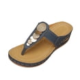 thumbnail image 2 of Caywon Women Flip Flops Thong Sandals, Metal Disc Flat Slide, Open Toe Slip On Summer, Comfortable Ladies Shoes Sandalias Mujer, 2 of 9