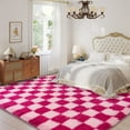 thumbnail image 3 of Janvonne Fluffy Checkered Area Rugs for Bedroom,5x7ft Soft Non Skid Easy-care Shaggy Carpets for Living Room, Dorms,Children's Room,Home Decor Aesthetics,Pink and Rose, 3 of 8