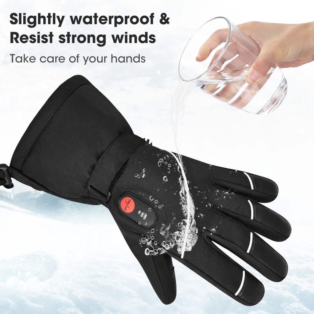 Savior Men and  Women Outdoor Ski Mittens Rechargeable Battery Heated Gloves Black XS-3XL