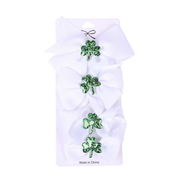 Horquilla con lazo para el día de San Patricio para niños, juego de cuatro piezas con lazo para el pelo