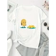 thumbnail image 2 of Women'S Casual Crew Neck T-Shirt with Creative Potato & French Fries Print, Fashionable Short Sleeve Top, Polyester 95% Spandex 5%, Medium Stretch, All Season Wear, 2 of 6