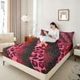 thumbnail image 4 of Manfei Leopard Cheetah Print 3pcs Twin Sheet Sets for Teens Girls Boys,Bling Pink Glitter Twin Fitted Sheet,Gradient Ombre Breathable Flat Sheet,Ultra Soft Home Decor, 4 of 7