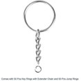 thumbnail image 2 of Borlas de llavero, juego de anillos de llavero a granel de 150 Uds. Incluye 50 Uds. De borlas para manualidades, 50 Uds. De anillos de llavero para llavero acrílico, 2 of 5