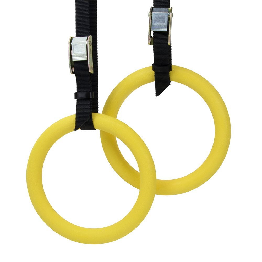 Polycarbonate Gymnastics Rings with Textured Grip and Adjustable Buckle