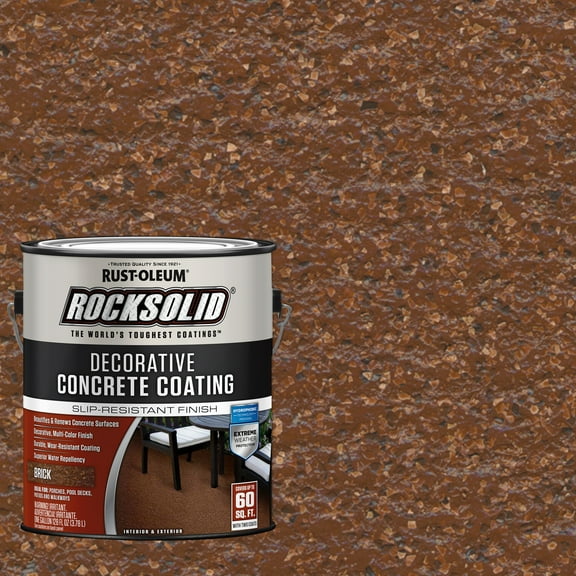 2 Pack, Brick, Rust-Oleum RockSolid Decorative Concrete Interior/Exterior Solid Stain Matte - 306264, Gallon