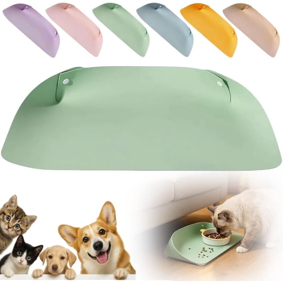 Leather Pet Placemat,Waterproof Non Slip Leather Pet Feeding Mat for Cats and Small Dogs,Dog and Cat Food Mat,Half-Wrap Cat Dog Bowl Placemat,Easy Clean Durable Floor Protector