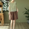 thumbnail image 7 of Women's Linen Tops Pleated Crew Neck Short Sleeve Shirts Casual Loose Lightweight Blouses Solid Color Clothes (XL, Green), 7 of 7