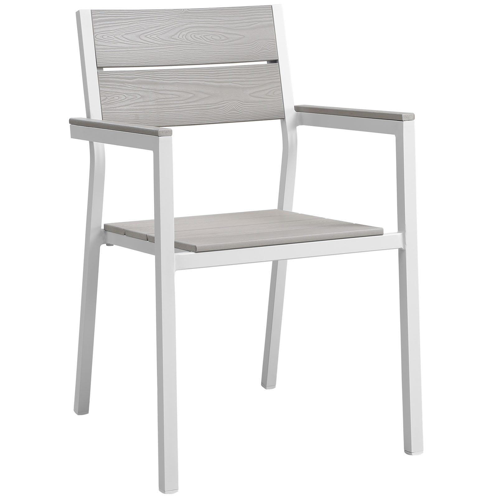 Modway Maine 3 Piece Outdoor Patio Dining Set in White Light Gray - image 3 of 7