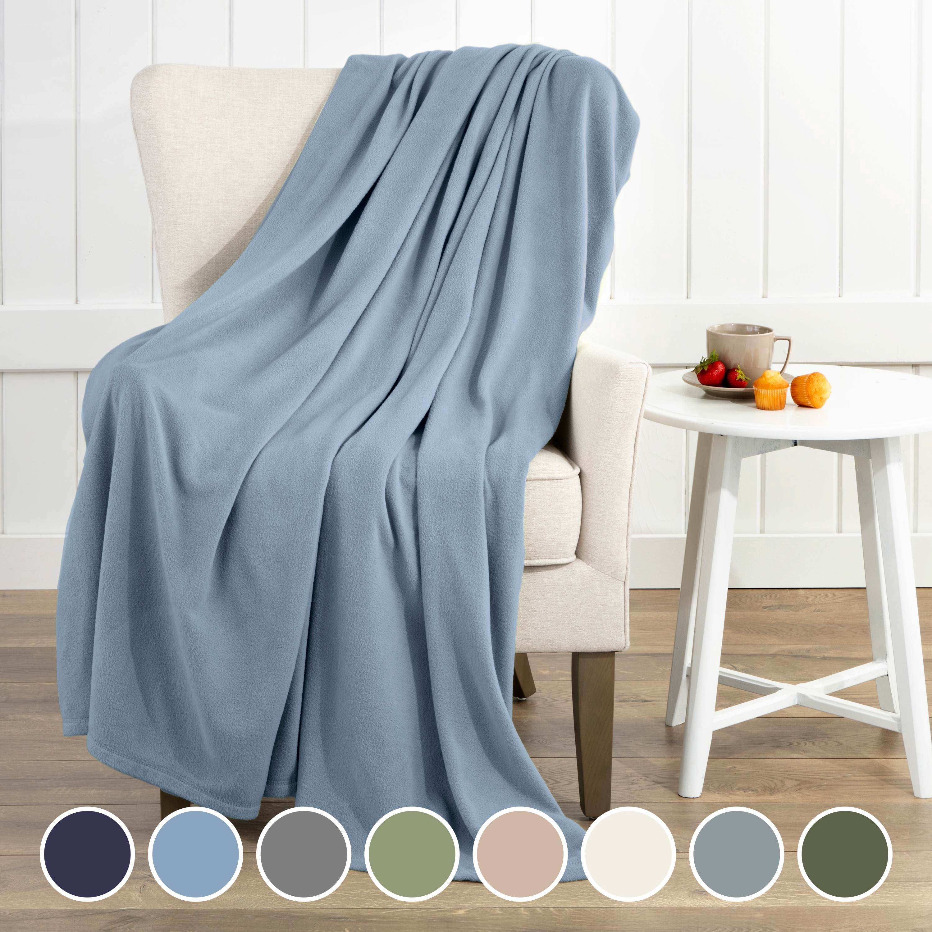 Martex Soft Fleece Lightweight Solid Bed Blanket, Slate Blue, Twin