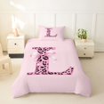 thumbnail image 2 of Catabedysis Cheetah Initial L Twin Duvet Cover,Pink Leopard ABC Themed Twin Bedding For Girls,Pink Reversible,2 Pieces,1 Duvet Cover and 1 Pillowcase, 2 of 6