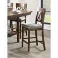 thumbnail image 4 of 2-Piece Light Oak Finish Counter Height Dining Chairs with Padded Seat and Double Cross Back, 4 of 5