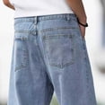 thumbnail image 3 of CPNG Teen Boys Solid Color Baggy Jeans Straight Leg Button Front Zipper Casual Loose Denim Trousers Streetwear(Blue,13-14 Years), 3 of 6
