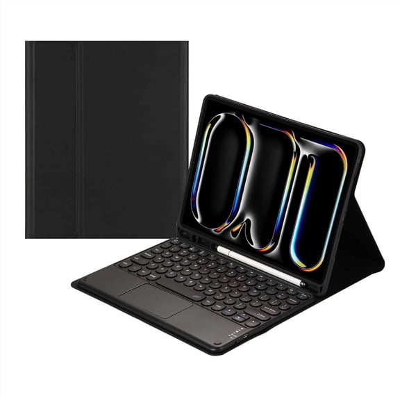 JINRAN Touch Keyboard Case for iPad Pro 13 Inch 2024 (M4) with Pencil Holder - Magnetically Detachable Touch Bluetooth Keyboard