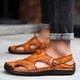 thumbnail image 3 of Sandalias de verano con punta, transpirables, hechas a mano, informales, de cuero, de doble uso, para cubrir los pies, modernas y perezosas, para playa, 3 of 5