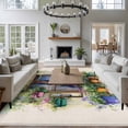 thumbnail image 3 of Area Rug for Living Room, Spring Flowers Non-Slip Indoor Large Carpet for Bedroom/Dining Room, Botanical Windows Floral Pots Bicycle Washable Low-Profile Rectangle Floor Runner Rugs - 6 x 9 Ft, 3 of 8