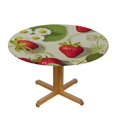 thumbnail image 3 of BANET Red Strawberry with Green Leaves White Flowers on Light Green Round Table Cloth, Circle Table  White Dinner Tablecloth, Desk Cloth Cover for Home Party Wedding 38"-42, 3 of 8