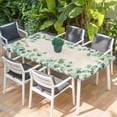 thumbnail image 2 of Sage Green Eucalyptus Table Cloths for 3 Foot Rectangle Tables, Spring Summer Leaves Rustic Burlap Patio Waterproof Elastic Fitted Tablecloths, Washable Rectangular Table Cover for Camping, 2 of 8
