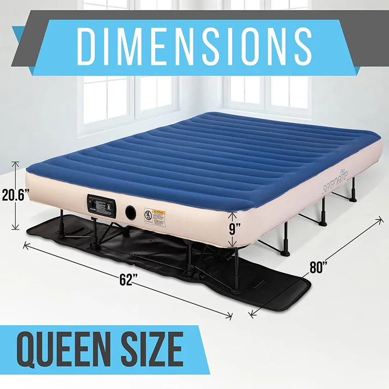 SereneLife EZ Air Mattress W/ Frame & Rolling Case, Foldable SereneLife EZ Air Mattress W/ Frame & Rolling Case, Foldable