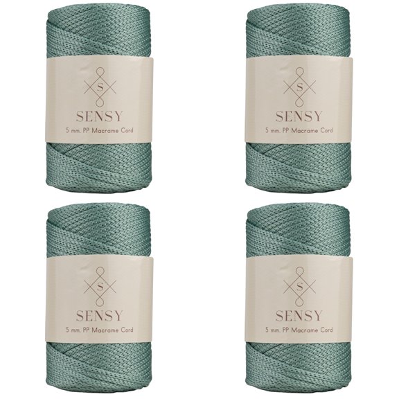 4 Skeins of Sensy Premium 5mm 104 Yards Polyester Rope 100% Polypropylene Cord Macrame Cord 5mm Crochet Bag Cord Macrame Rope Crochet Thread Gift for Knitter (Sage)