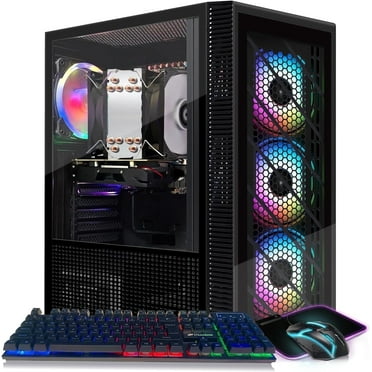 STGAubron Gaming Desktop PC, Intel Xeon E5, 16G DDR4, 512G SSD, RX 550 4G, RGB FAN*4, WIFI, BT 5.0, W10H64