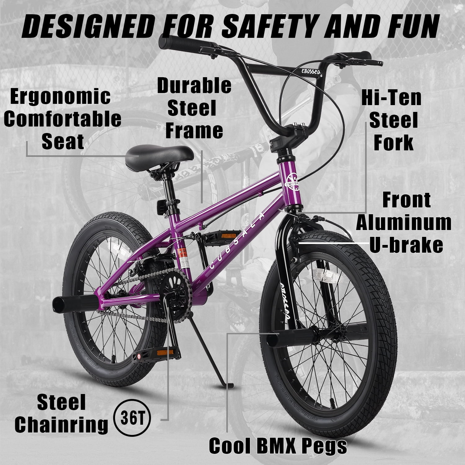 cubsala Freestyle BMX Bike, 20 Inch Kids Bicycle for 7-13