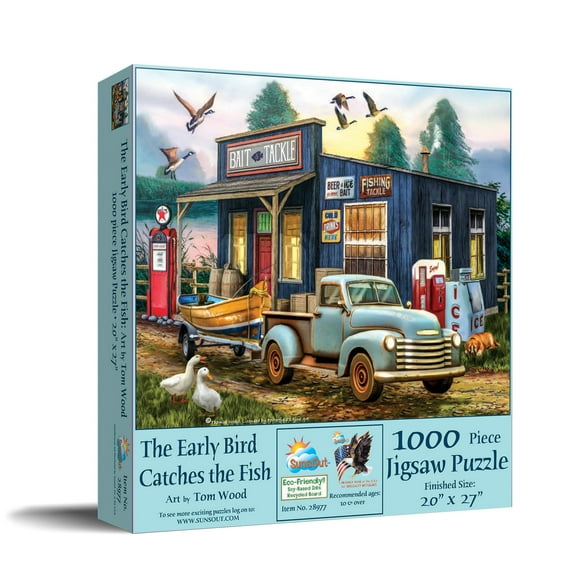 SUNSOUT INC - The Early Bird Catchs the Fish - 1000 pc Jigsaw Puzzle by Artist: Tom Wood - Finished Size 20" x 27" - MPN# 28977