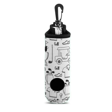 WIRESTER Neoprene Golf Ball Bag Golf Tees Holder Carrying Storage Case Pouch with Swivel Waist Belt Clip - Golf Sports Doodle Style