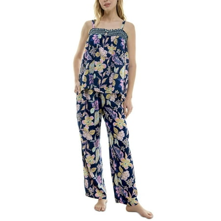 Roudelain 2-Pc. Smocked Swing Cami & Pants Pajamas Set Rain Forest L
