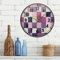 thumbnail image 3 of Yayeee Wall Clock Battery Operated 11.9" Silent Non-Ticking for Living Room, Pink and Purple Plaid Pattern, 3 of 8