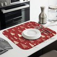 thumbnail image 3 of Christmas Kitchen Countertop Dish Drying Mat, Red Christmas Tree Snowflake Pattern Microfiber Kitchen Drying Mat, Washable Absorbent Countertop Xmas Winter Holiday Dish Mat Drainer,16x18In, 3 of 7