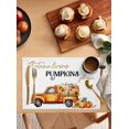thumbnail image 2 of Fall Pumpkin Placemats Set of 12 Thanksgiving Watercolor Sunflower Cart Heat Insulation Washable Place Mats, Rustic Non-Slip Table Mats for Dining Table Party Kitchen Decor,13x19 Inch, 2 of 4