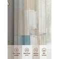 thumbnail image 7 of Blue Beige Semi Sheer Curtains 84 Inch Length 2 Panels Set, Modern Abstract Color Blocks Sheer Kitchen Curtain Privacy Voile Window Curtain for Living Room Bedroom Rod Pocket Drapes, 7 of 7