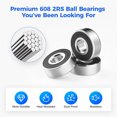 thumbnail image 2 of Duslogis 10 Pcs 608 2RS Ball Bearings,Bearing Steel and Double Rubber Sealed Miniature Deep Groove Ball Bearings (8mm x 22mm x 7mm) for 3D Printer, Skateboards, Electric Motor, Scooters, 2 of 7