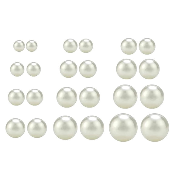 SeekLGT White Pearl Beads Flat Back DIY Jewelry Craft Stickers for Earrings Necklace and Craft Projects