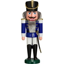 German nutcracker hussar blue, height 37 cm / 15 inch, original Erzgebirge by Seiffener Volkskunst SV 11202/2