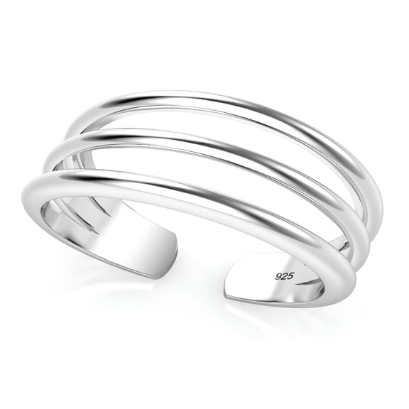 DESIGNICE Sterling Silver 3-Row Adjustable Toe Band Ring