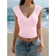 thumbnail image 4 of Womens Deep V Neck Crop Tank Tops Going Out Crop Top Sleeveless Slim Fit Y2k Summer Tops Pink L, 4 of 7