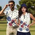 thumbnail image 2 of Jeiento Couples Matching Golf Shirts Relaxed Fit Outdoor Running Sweatshirts Couples Athletic Outfits Matching Sets Gym Workout Jogging Exercise, Patriotic Star Flowers Print, Men's S, 2 of 6