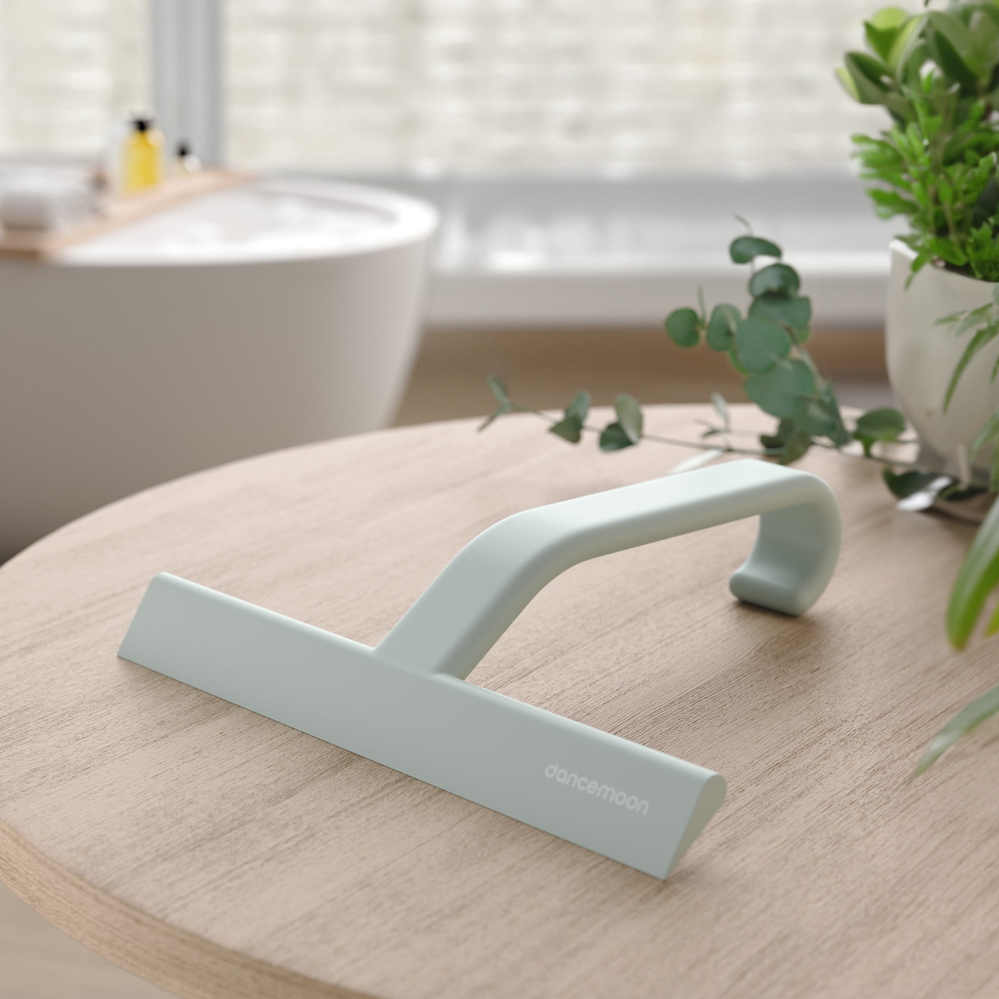 dancemoon Shower Squeegee for Glass Doors, One-Piece Soft-Touch Silicone Water Wiper with Built-in Hook for Bathroom and Tile Walls, 10-inch, Green