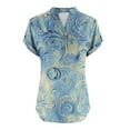 thumbnail image 5 of Jjayotai Women Hawaiian Shirt, Soft Cool Summer Hawaii Tshirts, Beach Tropic Print V Neck Button up Tops, Floral Short Sleeve Tops, Womens Polo Shirts Plus Size Light Blue^1 M, 5 of 5