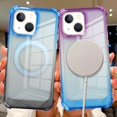 thumbnail image 6 of for iPhone 14 Case Magnetic Phone Case, [Support for Magsafe] Gradient Crystal Elegant Case, Four Corner Cushion Protection Cover Camera Protective for Girls Women -Blue Black, 6 of 12